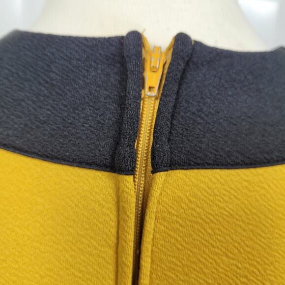 Smak Parlour Mustard Yellow Fit & Flare Dress S Retro Mod Contrast Trim - Picture 7 of 9